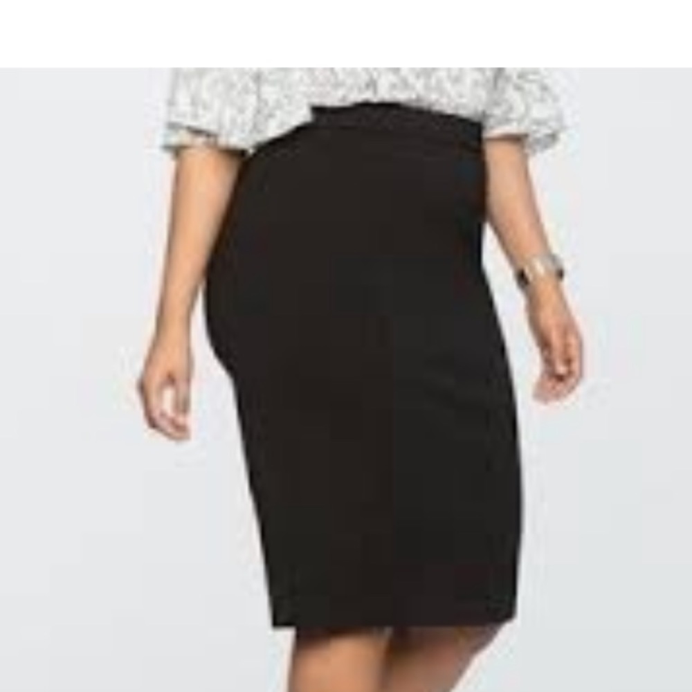 Eloquii Neoprene Scuba Pencil Skirt  black 24 24w